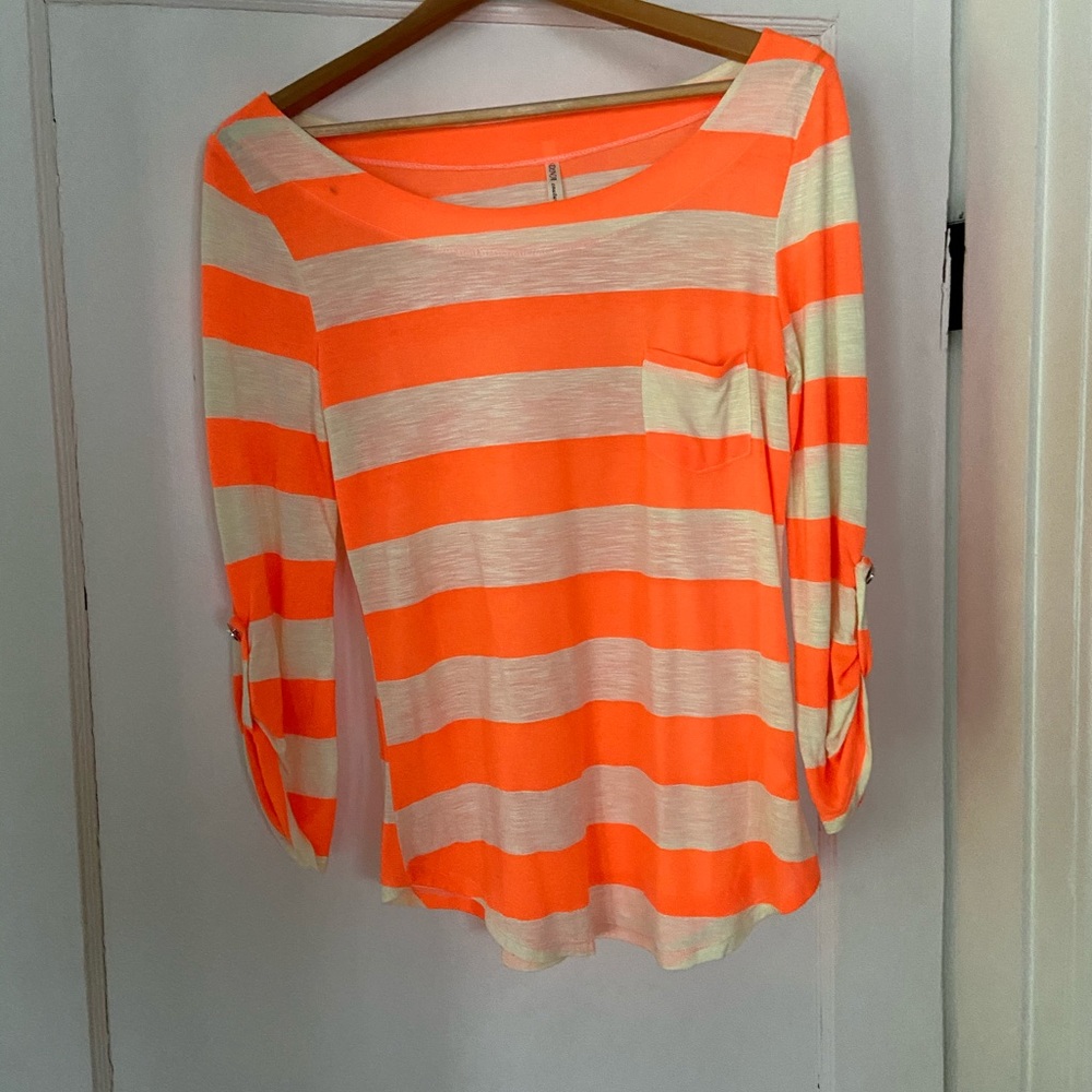 Orange and white top